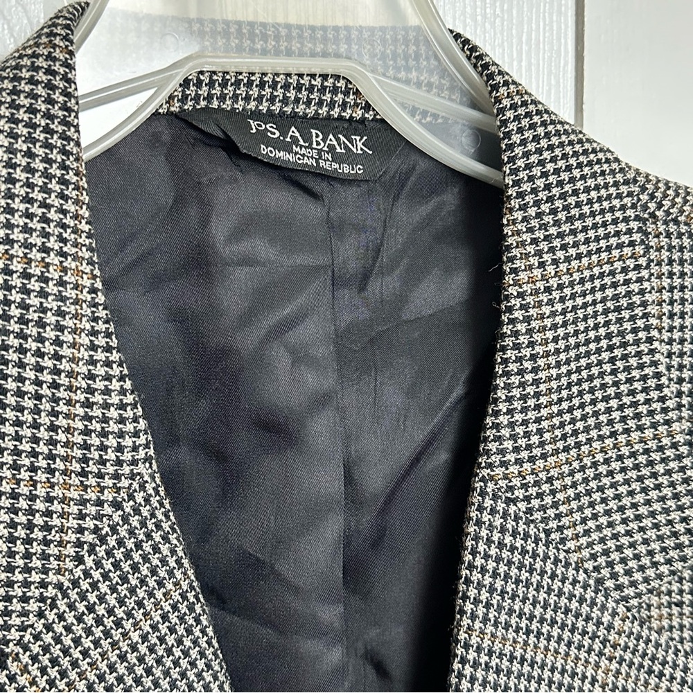 Joseph A Bank Silk Wool Houndstooth Suit Jacket Blazer Sport Coat Academia 44L - Picture 6 of 7